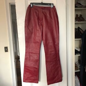 Red leather pants